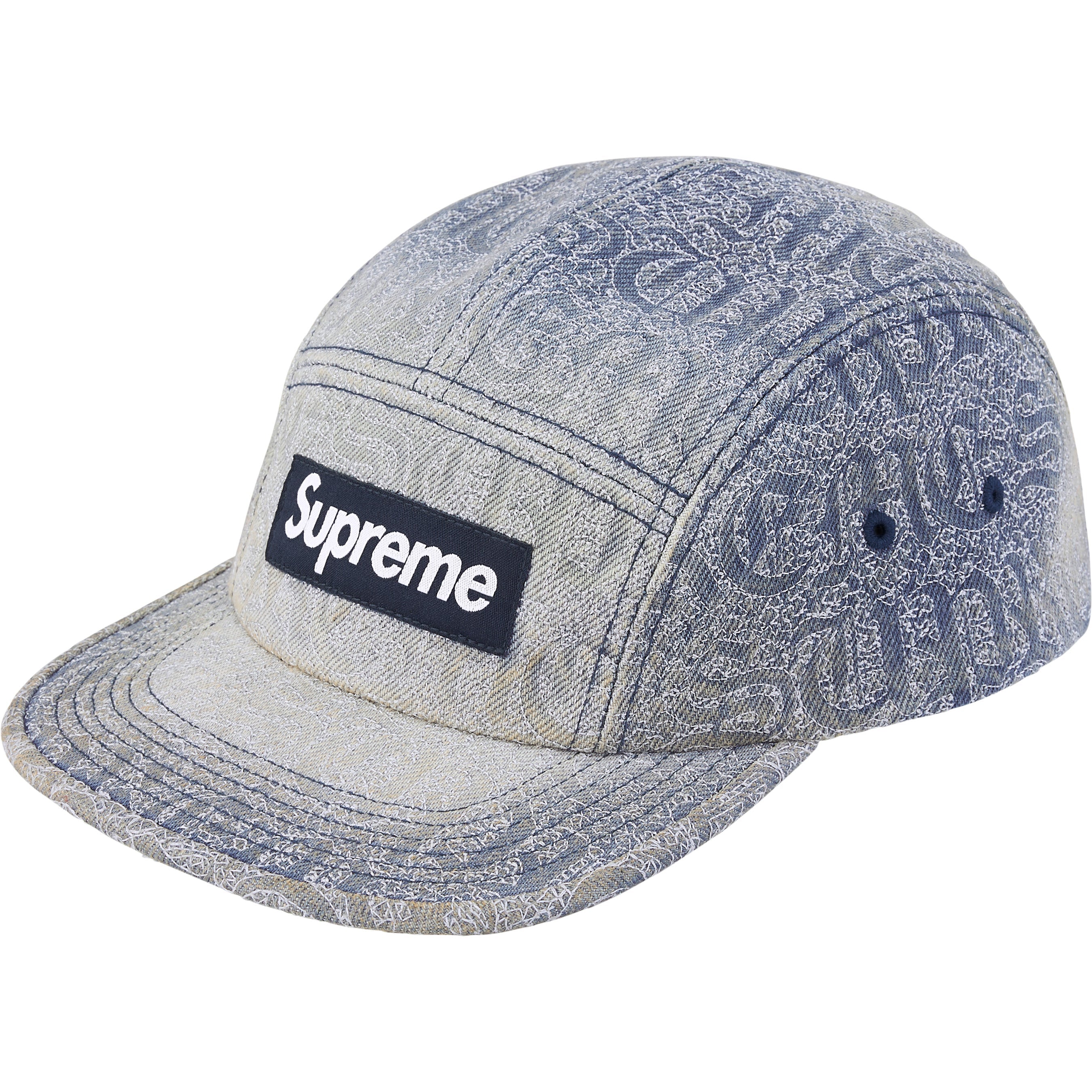 Stitched Old English Denim Camp Cap view 2